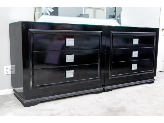 Pair Of Futurama Dresser Chests With Fitted Mirror Tops
