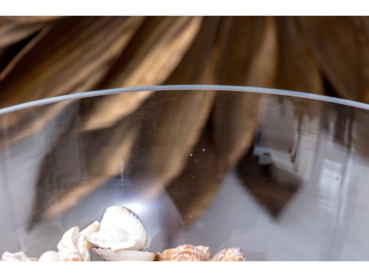Stylish Glass Pedestal Center Bowl With Seashells