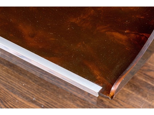 Dovecote Faux Tortoiseshell And Chrome Serving Tray, Original Purchase Price $495.