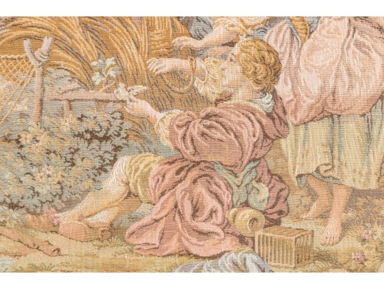 Framed French Tapestry Of A Pastoral Scene