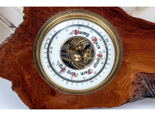 Eclectic Collection Of Table Top Items With Barometer