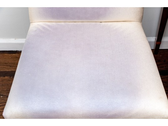 Set Of Four Faux Shagreen Upholstered Camel Back Dining Chairs