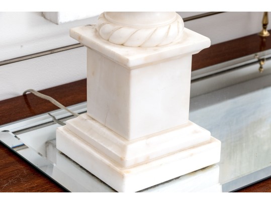 Pair Of Neoclassical Carved Alabaster Table Lamps