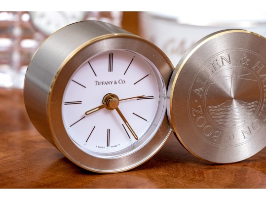 Collection Of Table Top Clocks And Box Including Tiffany & Co And Waterford