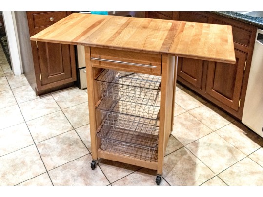Crate & Barrell Kitchen Island With Drop Leaves