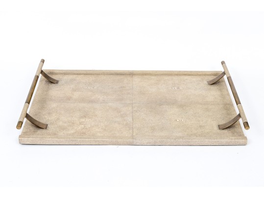 R & Y Augousti Paris Faux Shagreen Serving Tray