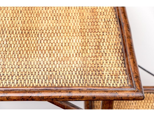 Fabulous Woven Rattan Side Table With Shelf