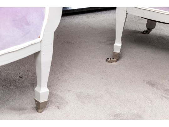 Fashionable Pair Of Custom Upholstered Barrel Back Armchairs