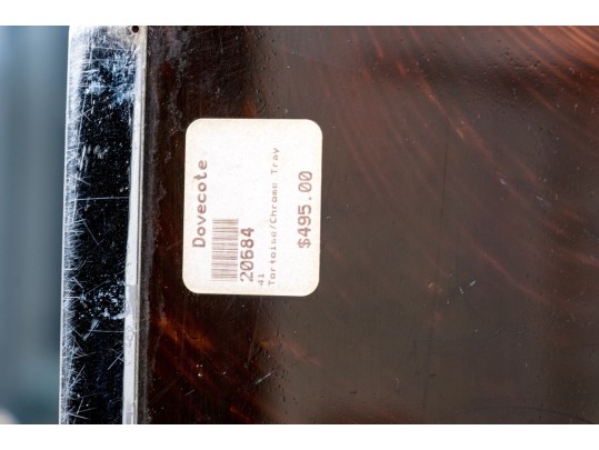 Dovecote Faux Tortoiseshell And Chrome Serving Tray, Original Purchase Price $495.