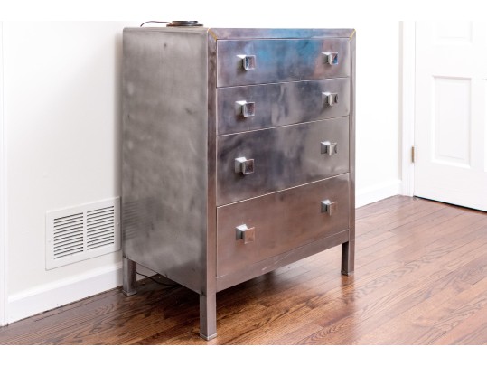 Vintage Simons Furniture Art Deco Aluminum Clad Chest, Ca. 1940's