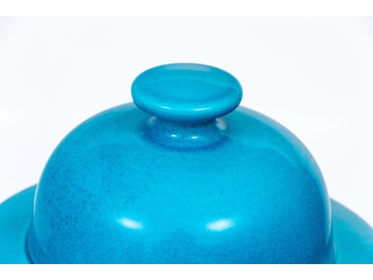 Quality Pair Of Cerulean Blue Glazed Baluster Jars