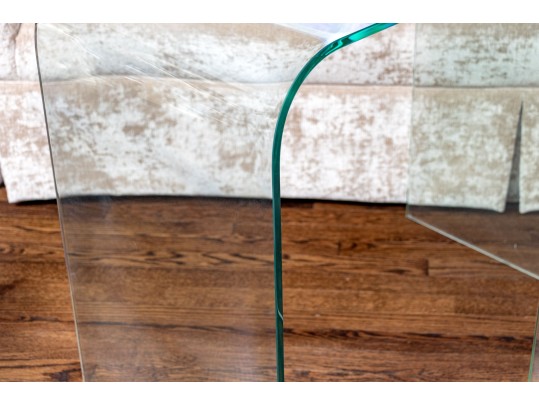 Chic Pair Of Glass Waterfall Tables