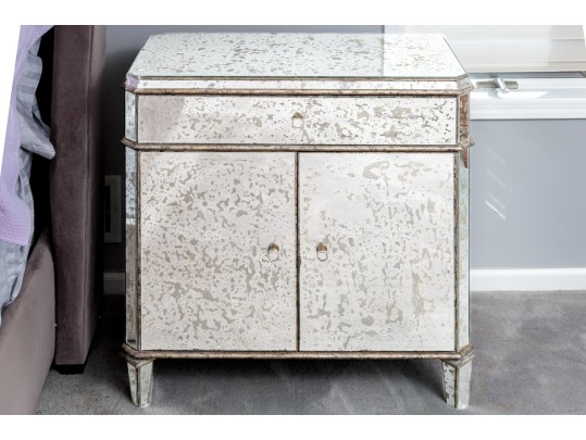 Lavish Set Of Two Compatible Mirrored Nightstands