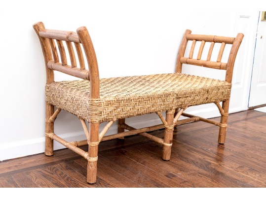 Awesome Faux Bamboo And Rattan Bench