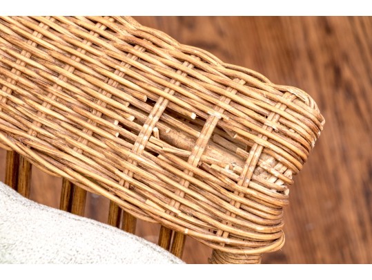 Fabulous Wicker Fanback Armchair With Ottoman