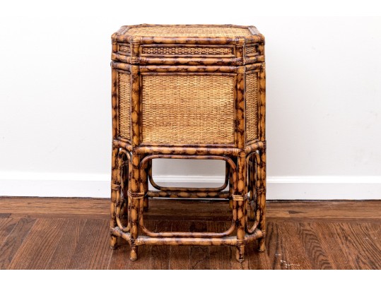 Stylish Woven Rattan Storage End Table