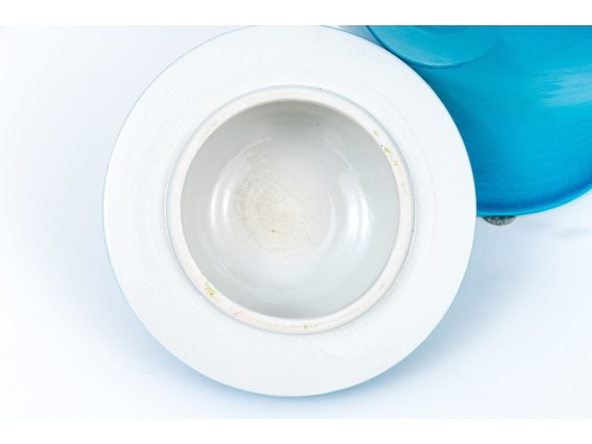 Quality Pair Of Cerulean Blue Glazed Baluster Jars