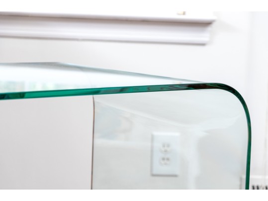 Chic Pair Of Glass Waterfall Tables