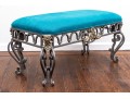 Upholstered Neoclassical Iron Bench