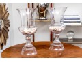 Awesome Large Pair Of Glass Footed Urns Filled With Seashells