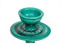 Pair Of Turquoise Glazed Moulded Ceramic Candlesticks