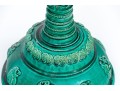 Pair Of Turquoise Glazed Moulded Ceramic Candlesticks