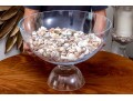 Stylish Glass Pedestal Center Bowl With Seashells