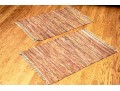 Pair Of Leather And Fabric Chindi Dhurrie Accent Carpets, 2'-11