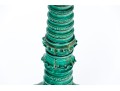 Pair Of Turquoise Glazed Moulded Ceramic Candlesticks
