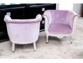 Fashionable Pair Of Custom Upholstered Barrel Back Armchairs