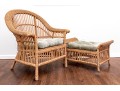 Fabulous Wicker Fanback Armchair With Ottoman