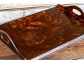 Dovecote Faux Tortoiseshell And Chrome Serving Tray, Original Purchase Price $495.