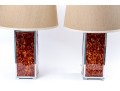 Pair Of Chrome And Faux Shell Table Lamps