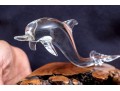 Burlwood And Glass Dolphin Sculpture