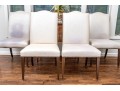 Set Of Four Faux Shagreen Upholstered Camel Back Dining Chairs