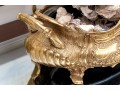 French Rococo Style Brass Jardiniere With Decorative Topiary