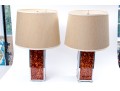 Pair Of Chrome And Faux Shell Table Lamps