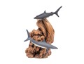 John Perry (American [CA], 20th C.) Sculpture Of Sharks On Burlwood