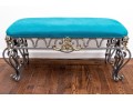 Upholstered Neoclassical Iron Bench