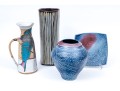 Studio Pottery Pitcher, Vases, And Underplate