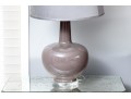 Pair Of Chinese Ceramic Vase Form Table Lamps On Lucite Bases