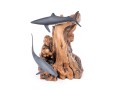 John Perry (American [CA], 20th C.) Sculpture Of Sharks On Burlwood