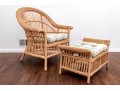 Fabulous Wicker Fanback Armchair With Ottoman