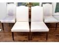 Set Of Four Faux Shagreen Upholstered Camel Back Dining Chairs
