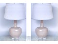 Pair Of Chinese Ceramic Vase Form Table Lamps On Lucite Bases