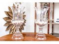 Awesome Large Pair Of Glass Footed Urns Filled With Seashells