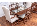 Double Pedestal Extension Dining Table With Eight Chippendale Style Chairs