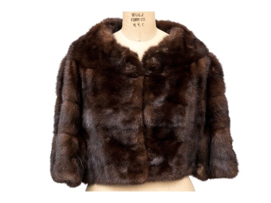 Striking Vintage Brown Fur Shrug, OSFA
