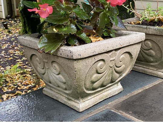 Pair Of Cast Cement Neoclassical Style Square Planters