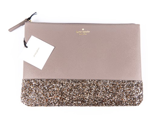 Kate Spade Taupe And Glitter Gia Greta Court Pouch, NWT, Retail $69